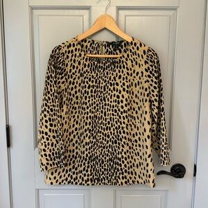 Jay crew three-quarter sleeve animal print blouse